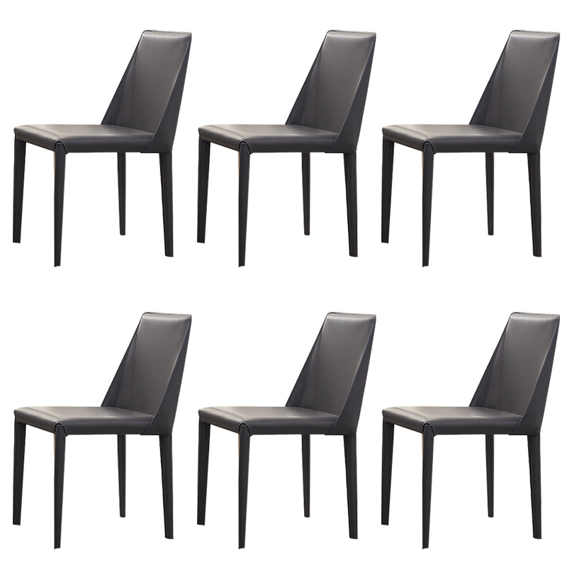 Eigentijdse zijstoel faux lederen stevige achterste eetkamerstoel voor binnen