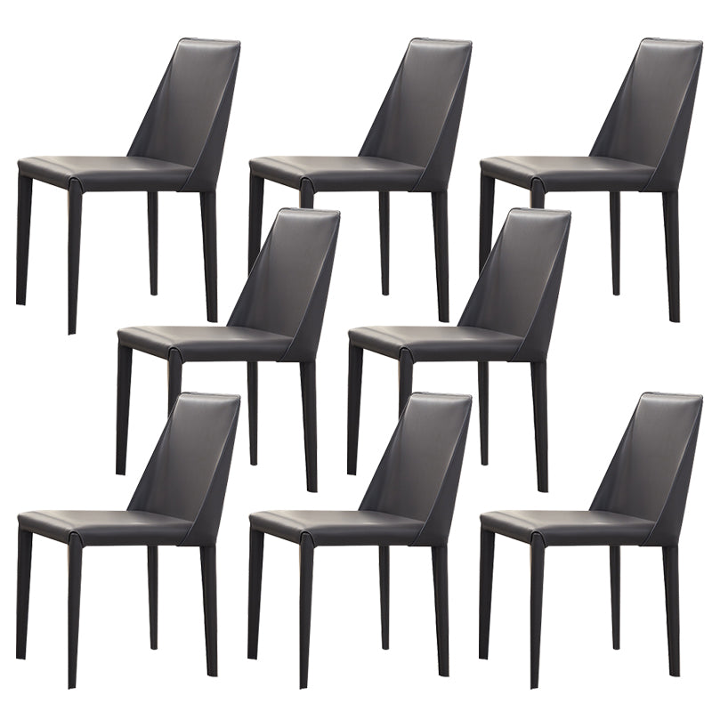 Eigentijdse zijstoel faux lederen stevige achterste eetkamerstoel voor binnen