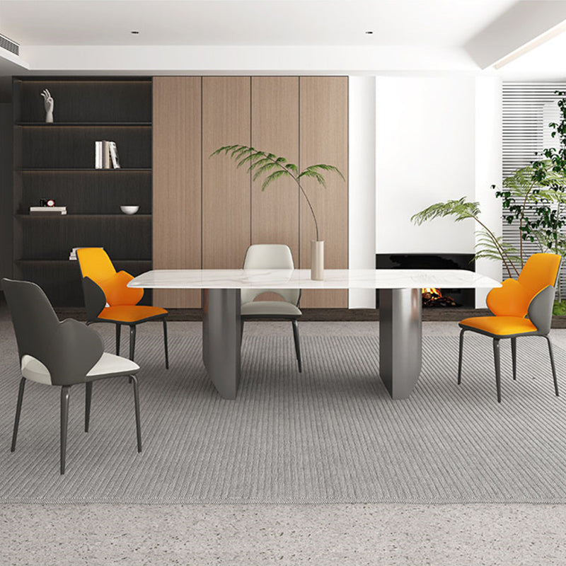 Modern Arm Chair Faux Leather Open Back Dining Room Chair for Kitchen Clearhalo 'Dining Chairs' 'Dining Tables & Seating' 'dining_chair' 'furn' 'furn_dining_chair' 'Furniture' 'Kitchen & Dining Furniture' 6749875