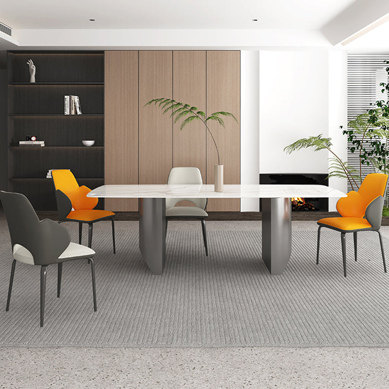 Modern Arm Chair Faux Leather Open Back Dining Room Chair for Kitchen Clearhalo 'Dining Chairs' 'Dining Tables & Seating' 'dining_chair' 'furn' 'furn_dining_chair' 'Furniture' 'Kitchen & Dining Furniture' 6749889