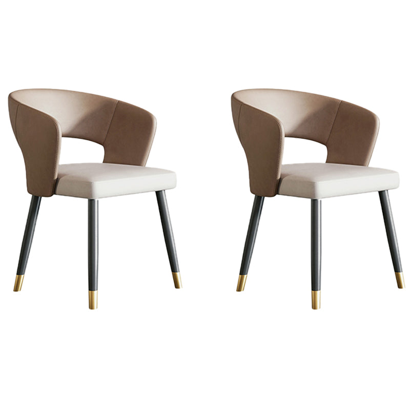 モダンなアームチェアフェイクレザー屋内のダイニングルームチェア