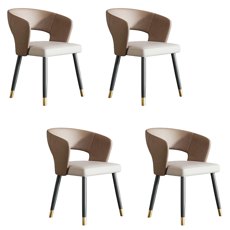 モダンなアームチェアフェイクレザー屋内のダイニングルームチェア