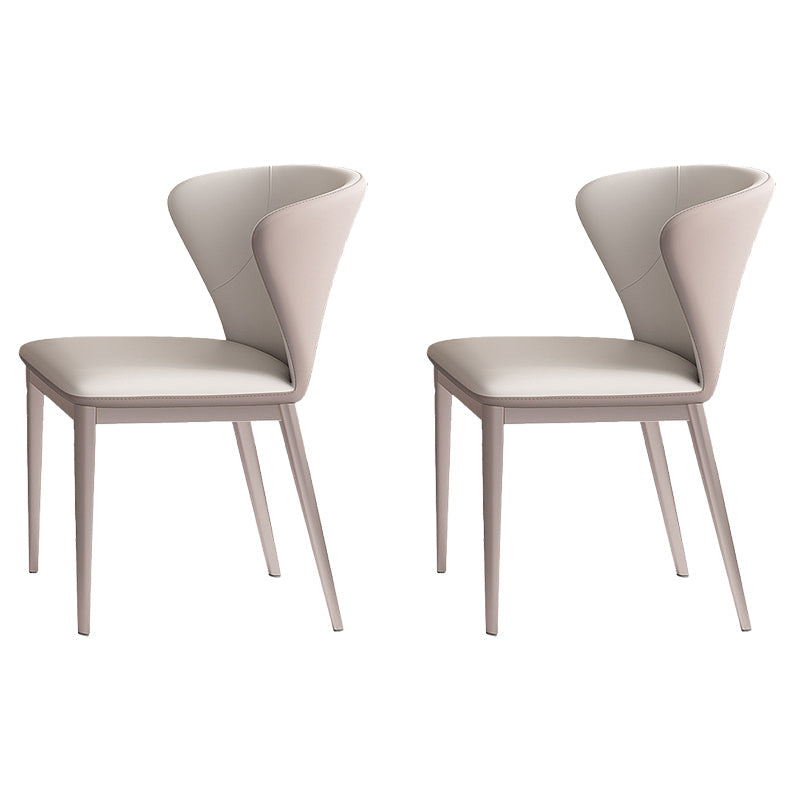 Contemporary Side Chair Faux Leather Solid Back Dining Room Chair for Kitchen