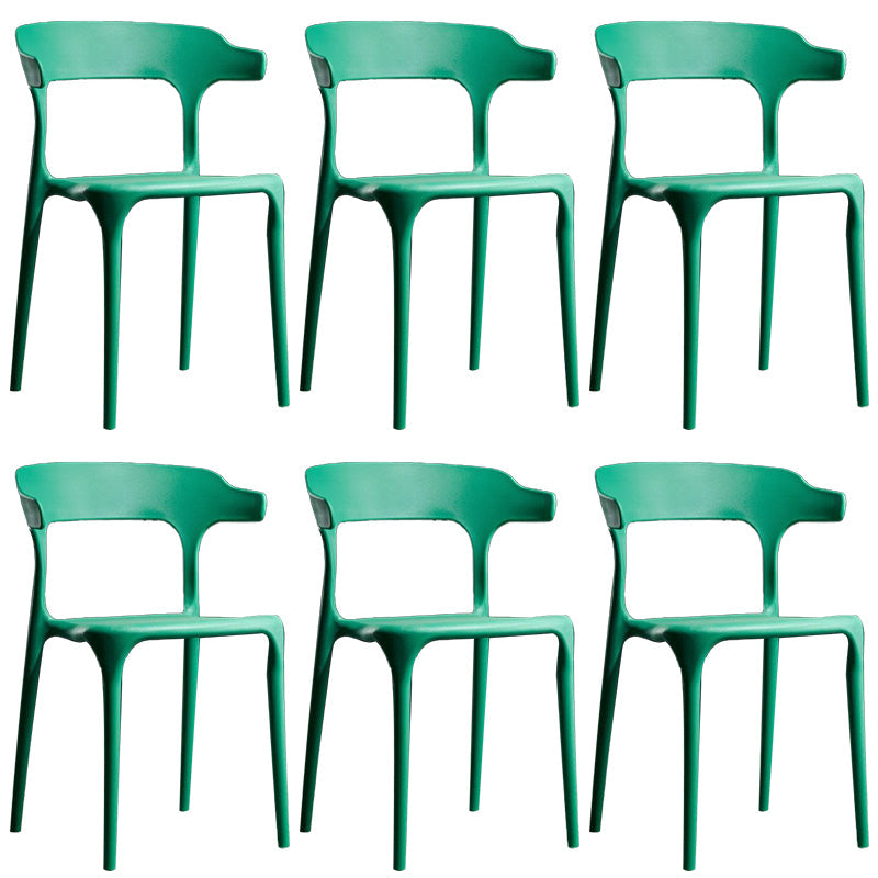 Silla de comedor de plástico moderna silla lateral de comedor abierta para la cocina