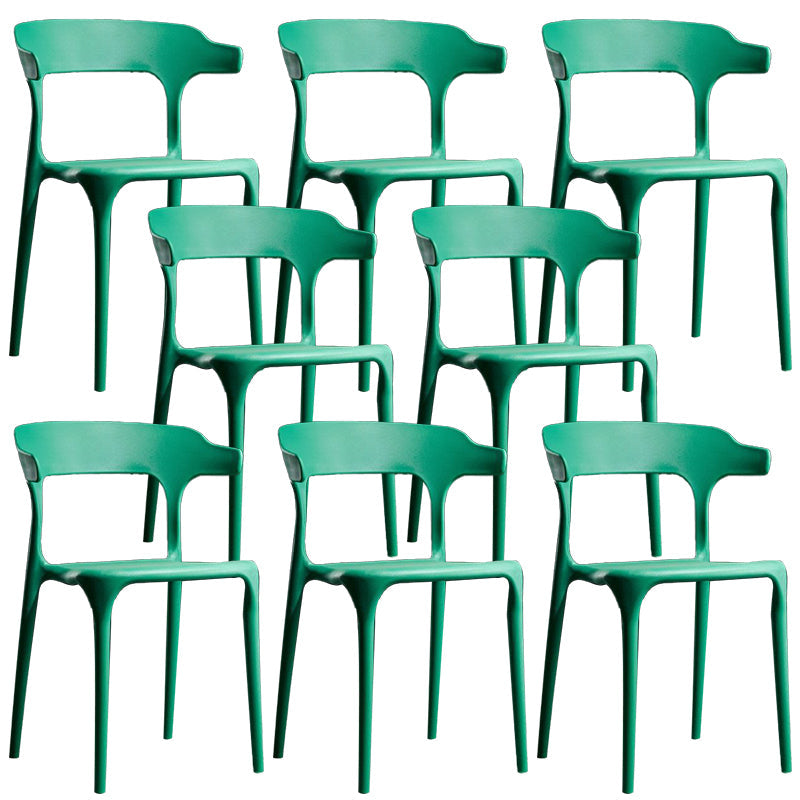 Silla de comedor de plástico moderna silla lateral de comedor abierta para la cocina