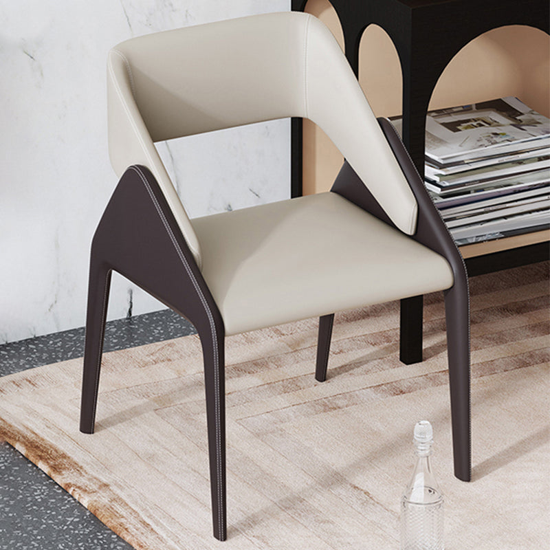 Modern Style Arm Chair Metal Open Back Dining Room Chair for Kitchen Off-White 1 Piece Clearhalo 'Dining Chairs' 'Dining Tables & Seating' 'dining_chair' 'furn' 'furn_dining_chair' 'Furniture' 'Kitchen & Dining Furniture' 6750036