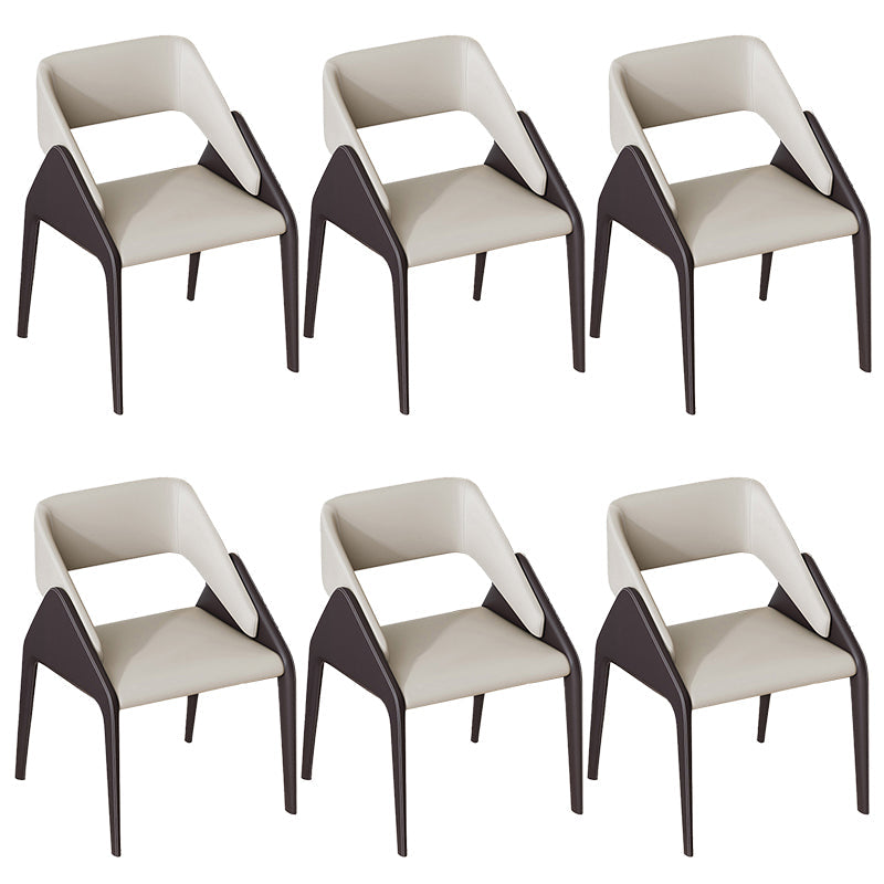Modern Style Arm Chair Metal Open Back Dining Room Chair for Kitchen Off-White 6 Piece Set Clearhalo 'Dining Chairs' 'Dining Tables & Seating' 'dining_chair' 'furn' 'furn_dining_chair' 'Furniture' 'Kitchen & Dining Furniture' 6750049