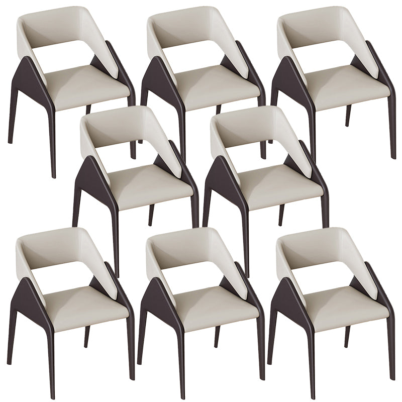 Modern Style Arm Chair Metal Open Back Dining Room Chair for Kitchen Off-White 8 Piece Set Clearhalo 'Dining Chairs' 'Dining Tables & Seating' 'dining_chair' 'furn' 'furn_dining_chair' 'Furniture' 'Kitchen & Dining Furniture' 6750052