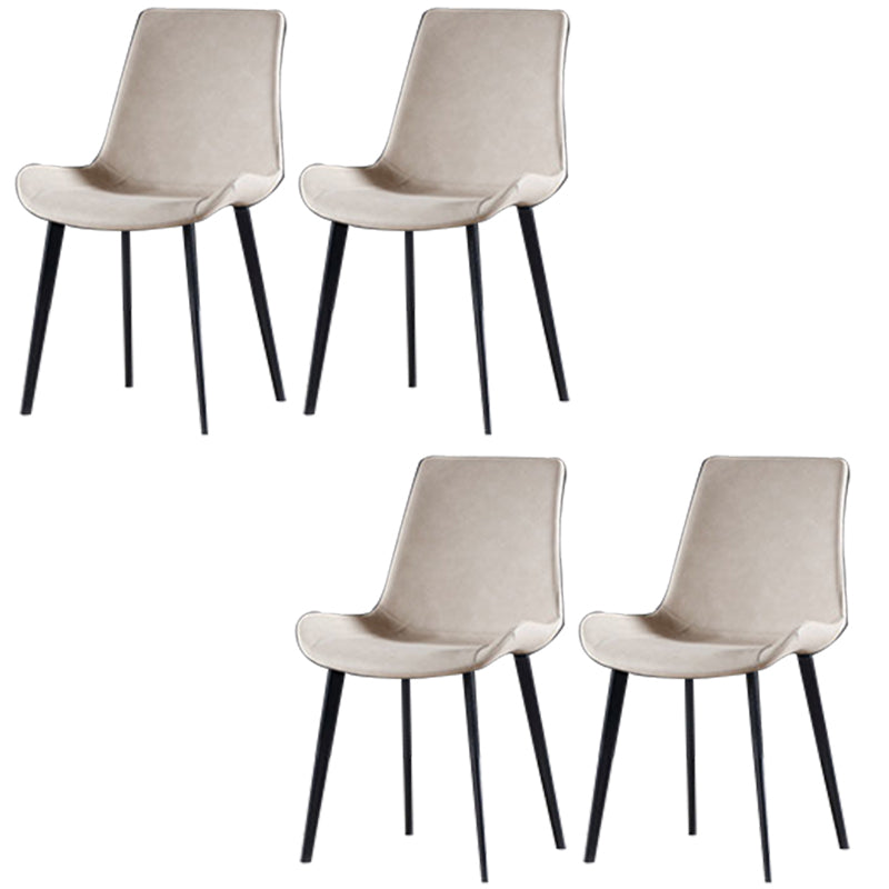 Industrial Style Side Chair Metal Solid Back Dining Room Chair for Kitchen Off-White 4 Piece Set Clearhalo 'Dining Chairs' 'Dining Tables & Seating' 'dining_chair' 'furn' 'furn_dining_chair' 'Furniture' 'Kitchen & Dining Furniture' 6750129