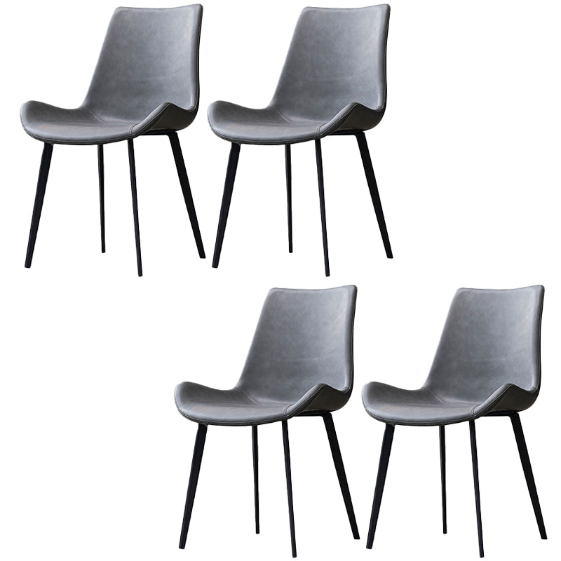 Industrial Style Side Chair Metal Solid Back Dining Room Chair for Kitchen Grey 4 Piece Set Clearhalo 'Dining Chairs' 'Dining Tables & Seating' 'dining_chair' 'furn' 'furn_dining_chair' 'Furniture' 'Kitchen & Dining Furniture' 6750131