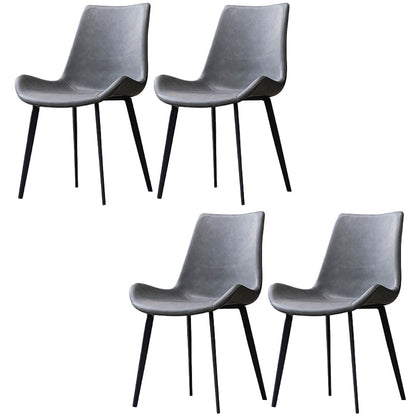 Industrial Style Side Chair Metal Solid Back Dining Room Chair for Kitchen Grey 4 Piece Set Clearhalo 'Dining Chairs' 'Dining Tables & Seating' 'dining_chair' 'furn' 'furn_dining_chair' 'Furniture' 'Kitchen & Dining Furniture' 6750131
