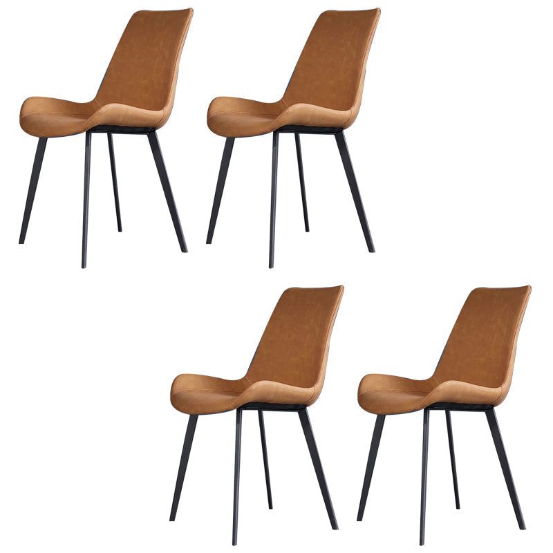 Industrial Style Side Chair Metal Solid Back Dining Room Chair for Kitchen Brown 4 Piece Set Clearhalo 'Dining Chairs' 'Dining Tables & Seating' 'dining_chair' 'furn' 'furn_dining_chair' 'Furniture' 'Kitchen & Dining Furniture' 6750132