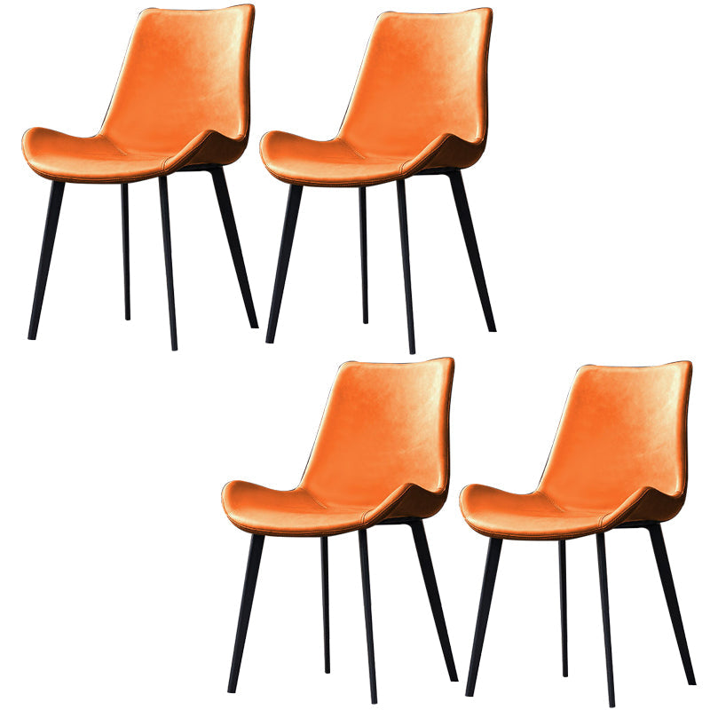 Industrial Style Side Chair Metal Solid Back Dining Room Chair for Kitchen Orange 4 Piece Set Clearhalo 'Dining Chairs' 'Dining Tables & Seating' 'dining_chair' 'furn' 'furn_dining_chair' 'Furniture' 'Kitchen & Dining Furniture' 6750135