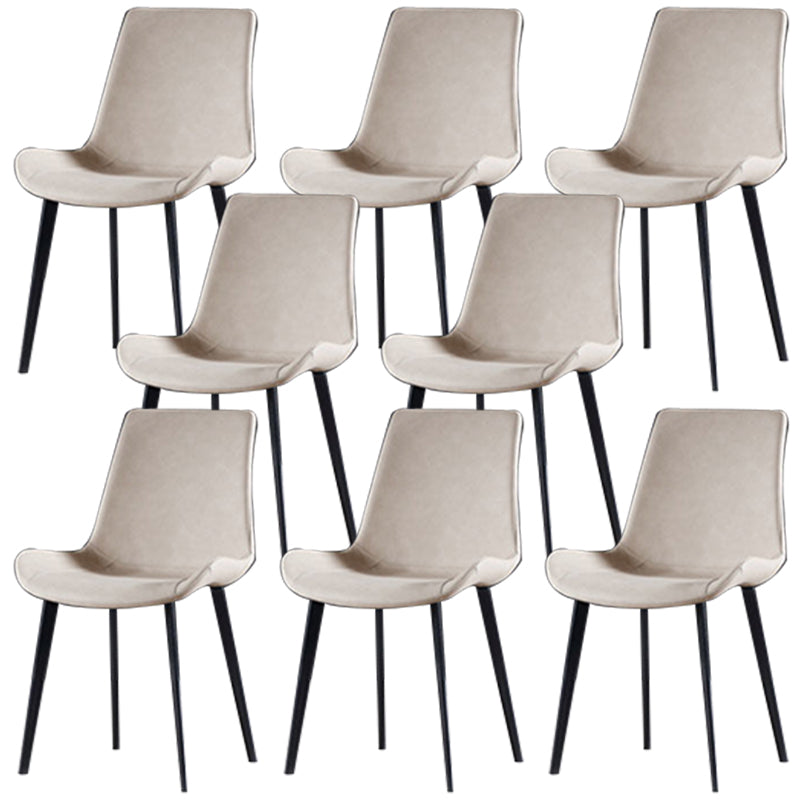 Industrial Style Side Chair Metal Solid Back Dining Room Chair for Kitchen Off-White 8 Piece Set Clearhalo 'Dining Chairs' 'Dining Tables & Seating' 'dining_chair' 'furn' 'furn_dining_chair' 'Furniture' 'Kitchen & Dining Furniture' 6750136