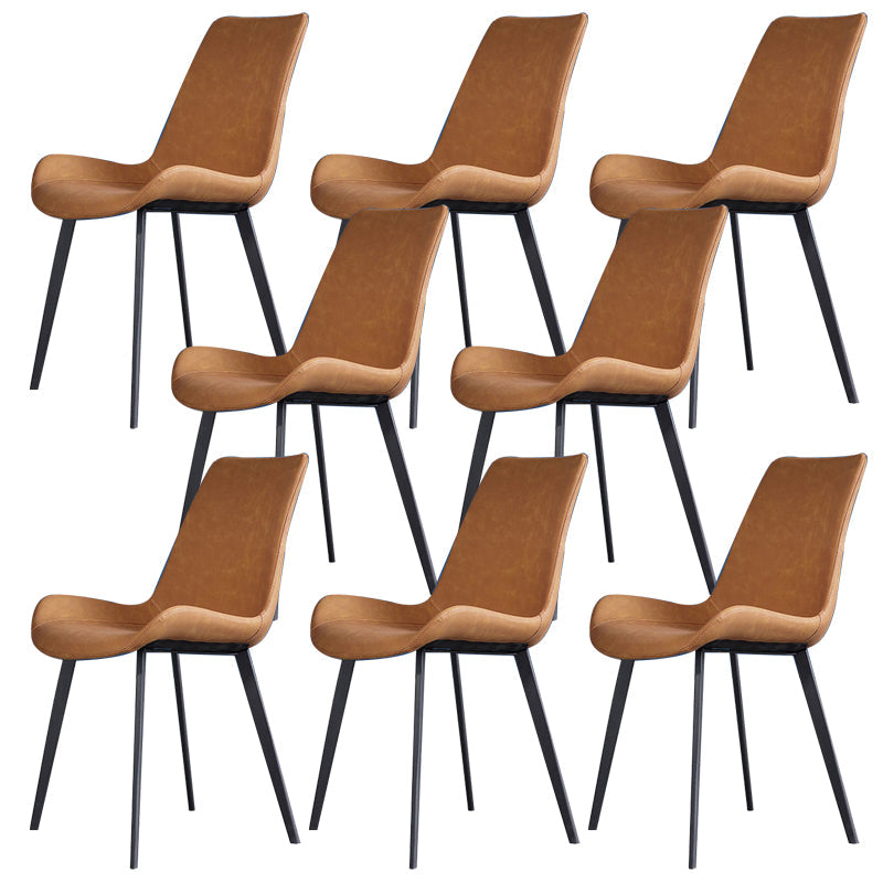 Industrial Style Side Chair Metal Solid Back Dining Room Chair for Kitchen Brown 8 Piece Set Clearhalo 'Dining Chairs' 'Dining Tables & Seating' 'dining_chair' 'furn' 'furn_dining_chair' 'Furniture' 'Kitchen & Dining Furniture' 6750140
