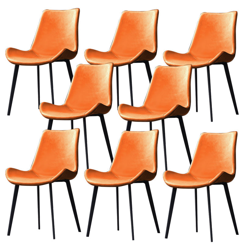 Industrial Style Side Chair Metal Solid Back Dining Room Chair for Kitchen Orange 8 Piece Set Clearhalo 'Dining Chairs' 'Dining Tables & Seating' 'dining_chair' 'furn' 'furn_dining_chair' 'Furniture' 'Kitchen & Dining Furniture' 6750142