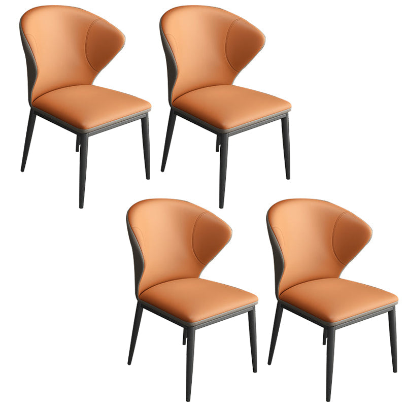Industrial Style Side Chair Wingback Metal Dining Room Chair for Kitchen Orange 4 Piece Set Clearhalo 'Dining Chairs' 'Dining Tables & Seating' 'dining_chair' 'furn' 'furn_dining_chair' 'Furniture' 'Kitchen & Dining Furniture' 6750154