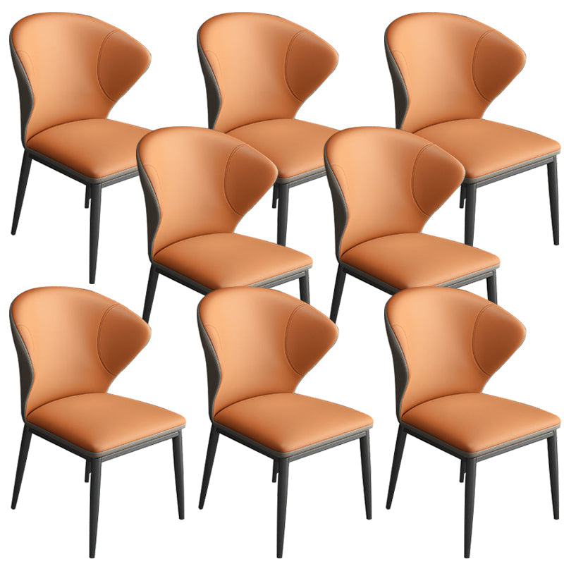 Industrial Style Side Chair Wingback Metal Dining Room Chair for Kitchen Orange 8 Piece Set Clearhalo 'Dining Chairs' 'Dining Tables & Seating' 'dining_chair' 'furn' 'furn_dining_chair' 'Furniture' 'Kitchen & Dining Furniture' 6750158