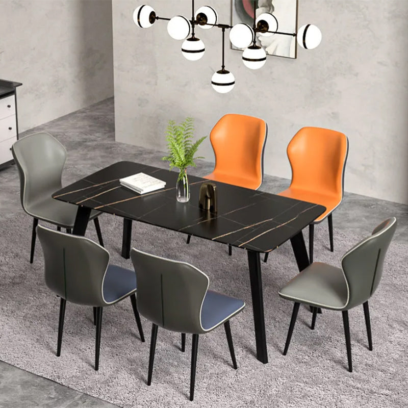 Sillas de comedor de cuero de falso 17.3 "silla de parsons de ala ancha