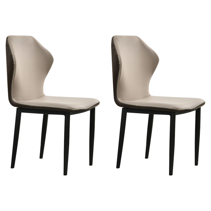 Faux Leather Dining Chairs 17.3" Wide Wingback Parsons Chair Set