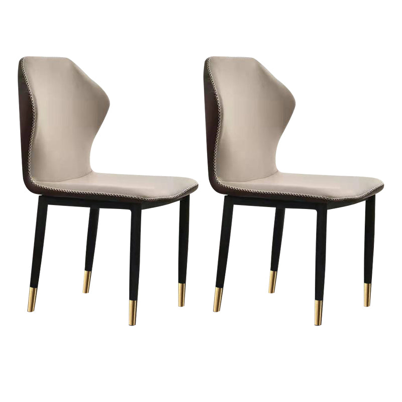 Faux Leather Dining Chairs 17.3" Wide Wingback Parsons Chair Set