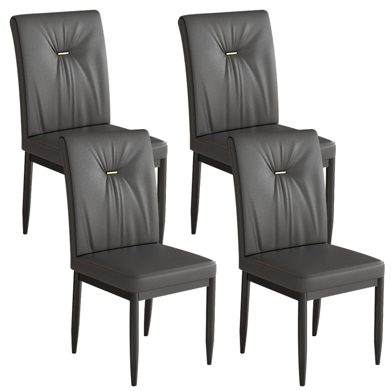 Sedia da pranzo in pelle imbottita a casa sedia laterale senza braccio