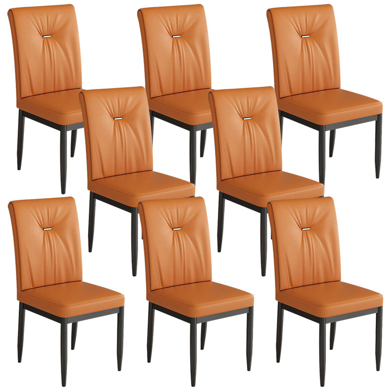 Sedia da pranzo in pelle imbottita a casa sedia laterale senza braccio