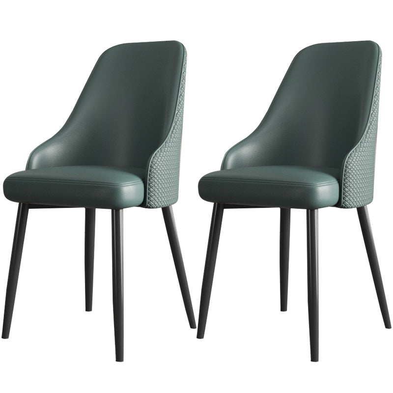 Faux Leather Modern Dining Chairs Parsons Arm Chair for Dining Room Green 2 Piece Set Clearhalo 'Dining Chairs' 'Dining Tables & Seating' 'dining_chair' 'furn' 'furn_dining_chair' 'Furniture' 'Kitchen & Dining Furniture' 6750747