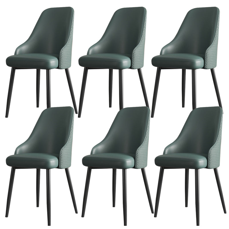 Faux Leather Modern Dining Chairs Parsons Arm Chair for Dining Room Green 6 Piece Set Clearhalo 'Dining Chairs' 'Dining Tables & Seating' 'dining_chair' 'furn' 'furn_dining_chair' 'Furniture' 'Kitchen & Dining Furniture' 6750751