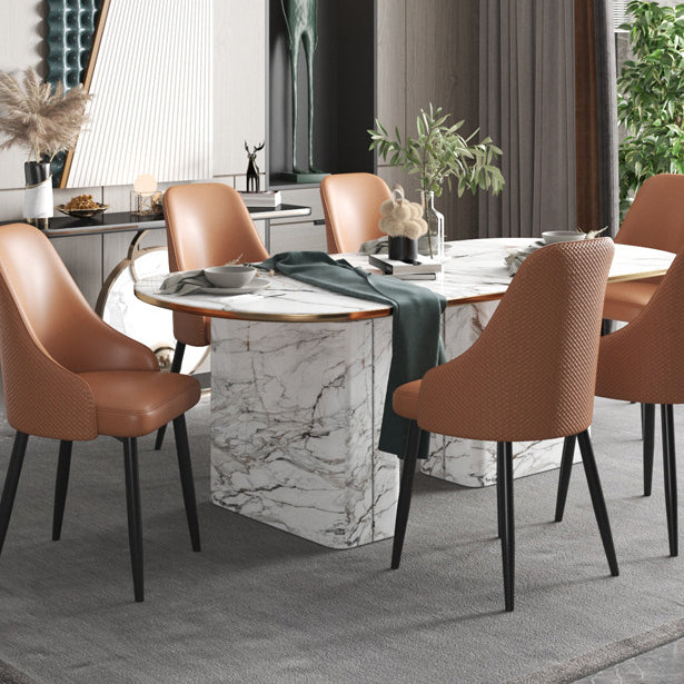 Faux Leather Modern Dining Chairs Parsons Arm Chair for Dining Room Clearhalo 'Dining Chairs' 'Dining Tables & Seating' 'dining_chair' 'furn' 'furn_dining_chair' 'Furniture' 'Kitchen & Dining Furniture' 6750753