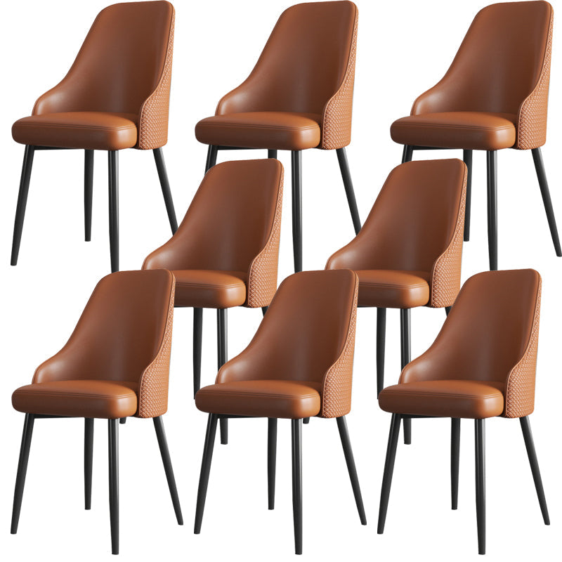 Faux Leather Modern Dining Chairs Parsons Arm Chair for Dining Room Brown 8 Piece Set Clearhalo 'Dining Chairs' 'Dining Tables & Seating' 'dining_chair' 'furn' 'furn_dining_chair' 'Furniture' 'Kitchen & Dining Furniture' 6750761