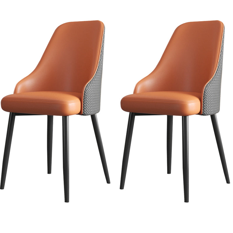 Faux Leather Modern Dining Chairs Parsons Arm Chair for Dining Room Orange-Gray 2 Piece Set Clearhalo 'Dining Chairs' 'Dining Tables & Seating' 'dining_chair' 'furn' 'furn_dining_chair' 'Furniture' 'Kitchen & Dining Furniture' 6750766
