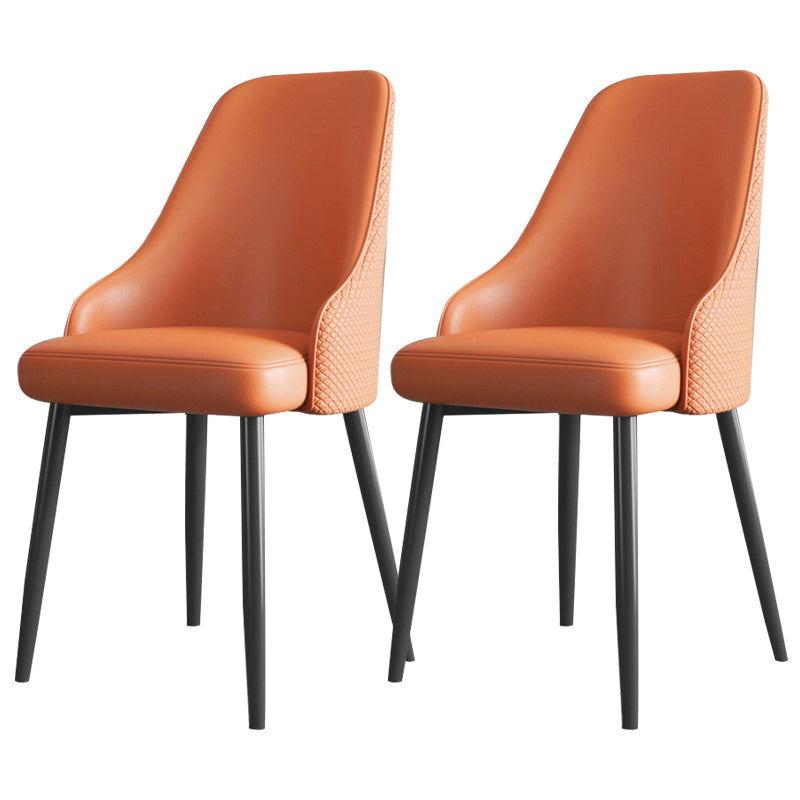 Faux Leather Modern Dining Chairs Parsons Arm Chair for Dining Room Orange 2 Piece Set Clearhalo 'Dining Chairs' 'Dining Tables & Seating' 'dining_chair' 'furn' 'furn_dining_chair' 'Furniture' 'Kitchen & Dining Furniture' 6750770
