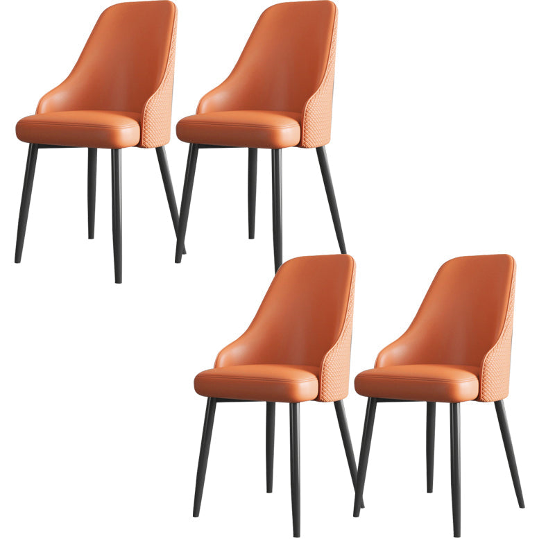 Faux Leather Modern Dining Chairs Parsons Arm Chair for Dining Room Orange 4 Piece Set Clearhalo 'Dining Chairs' 'Dining Tables & Seating' 'dining_chair' 'furn' 'furn_dining_chair' 'Furniture' 'Kitchen & Dining Furniture' 6750771
