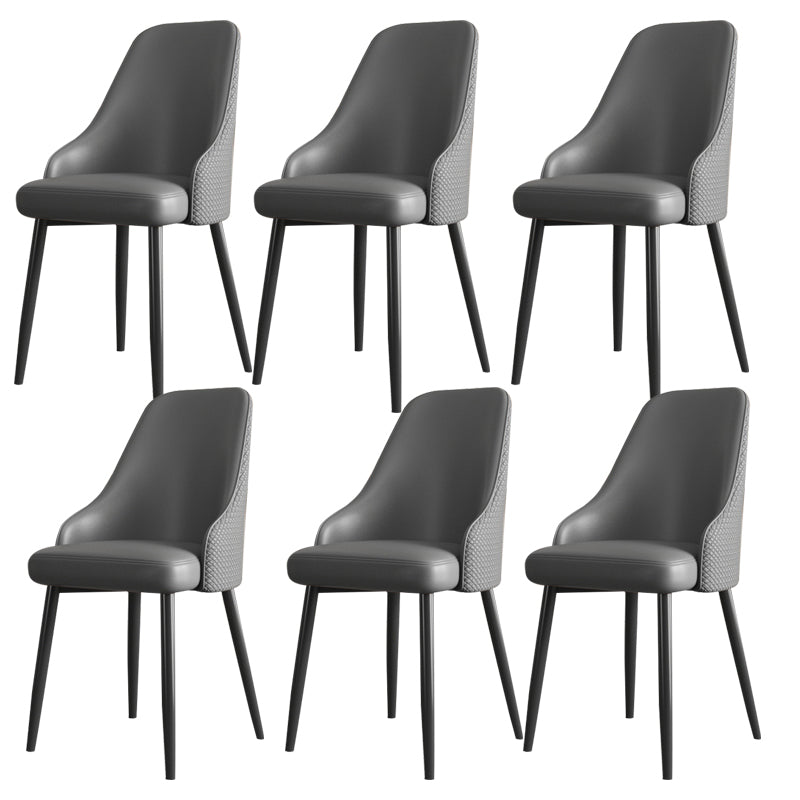 Faux Leather Modern Dining Chairs Parsons Arm Chair for Dining Room Grey 6 Piece Set Clearhalo 'Dining Chairs' 'Dining Tables & Seating' 'dining_chair' 'furn' 'furn_dining_chair' 'Furniture' 'Kitchen & Dining Furniture' 6750776