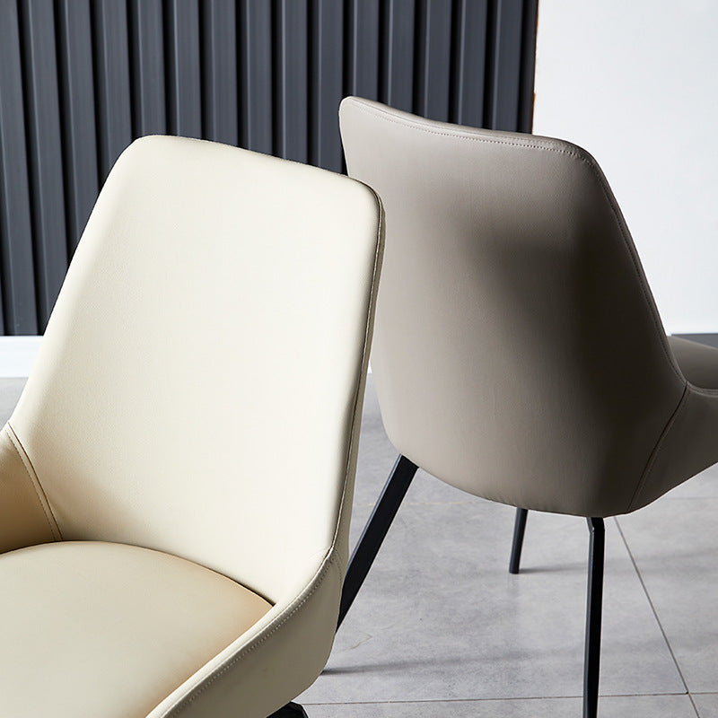 Modern Faux Leather Dining Chair Parsons Arm Chair with Black Legs