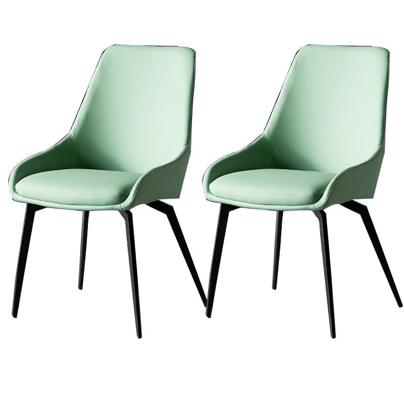 Modern Faux Leather Dining Chair Parsons Arm Chair with Black Legs