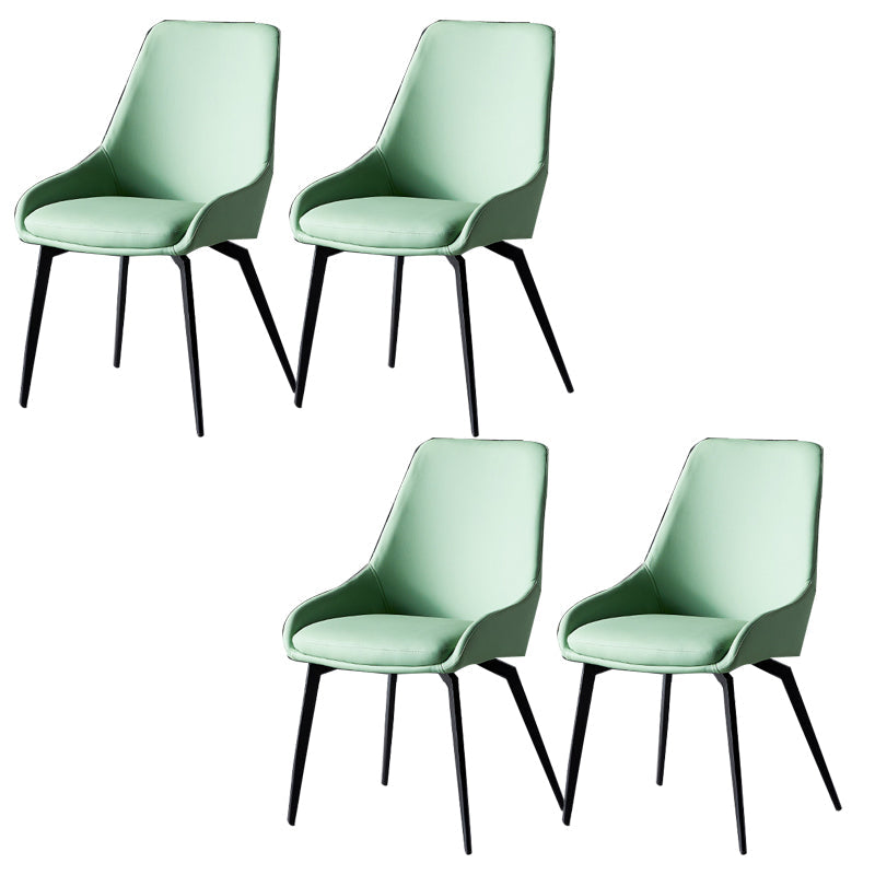 Modern Faux Leather Dining Chair Parsons Arm Chair with Black Legs