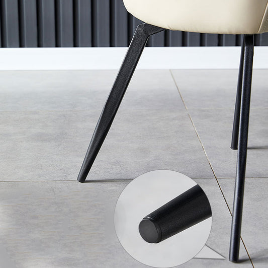 Silla de comedor de cuero moderno de cuero parsons con patas negras