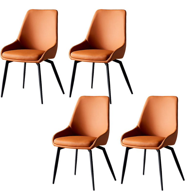 Modern Faux Leather Dining Chair Parsons Arm Chair with Black Legs