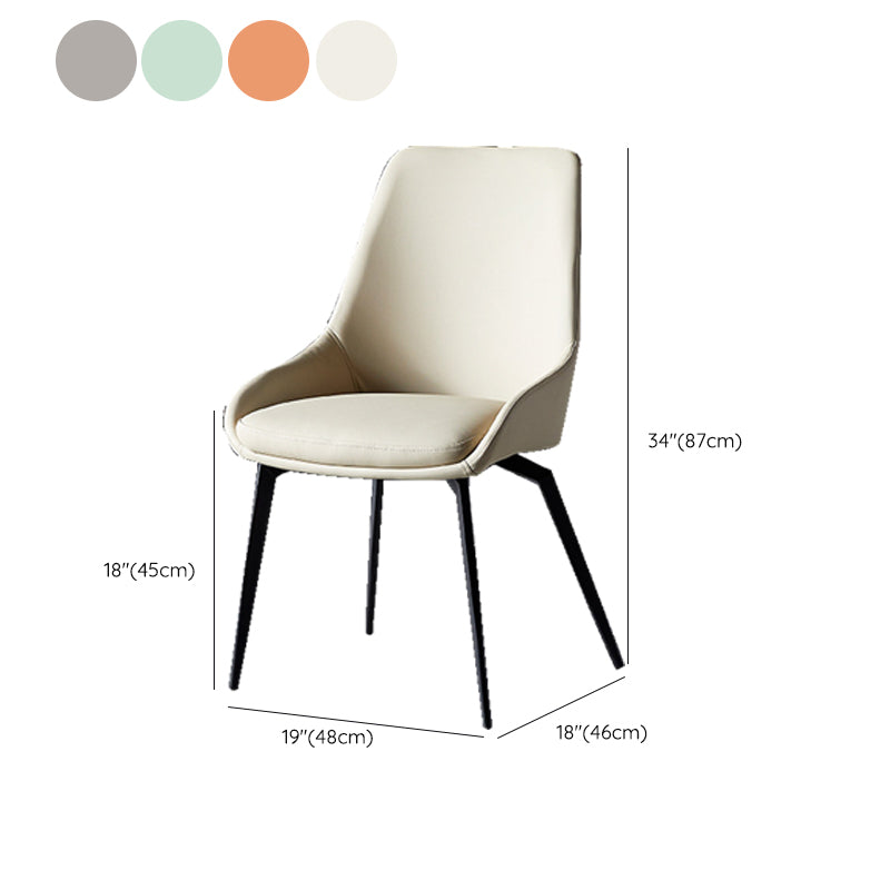 Modern Faux Leather Dining Chair Parsons Arm Chair with Black Legs