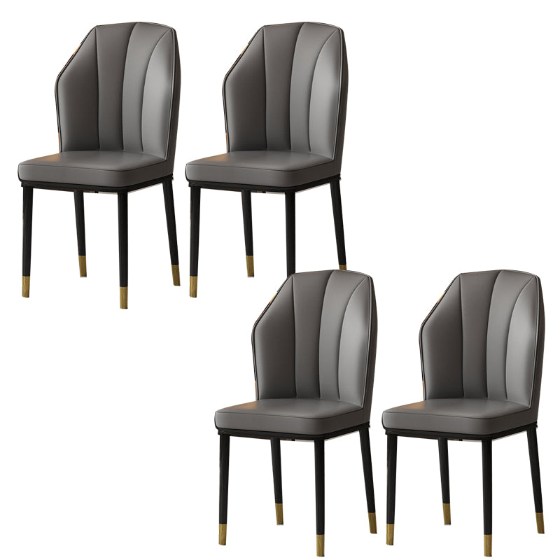 Faux Leather Side Chair Wingback Armless Chair for Dining Room Dark Gray 4 Piece Set Gold Clearhalo 'Dining Chairs' 'Dining Tables & Seating' 'dining_chair' 'furn' 'furn_dining_chair' 'Furniture' 'Kitchen & Dining Furniture' 6750841