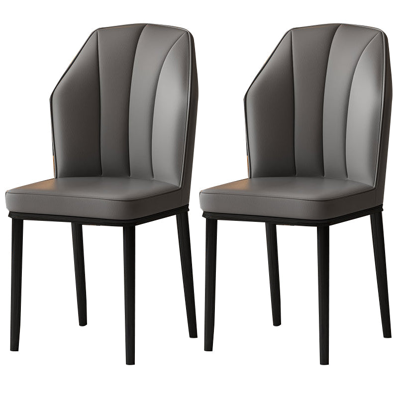 Faux Leather Side Chair Wingback Armless Chair for Dining Room Dark Gray 2 Piece Set Black Clearhalo 'Dining Chairs' 'Dining Tables & Seating' 'dining_chair' 'furn' 'furn_dining_chair' 'Furniture' 'Kitchen & Dining Furniture' 6750848