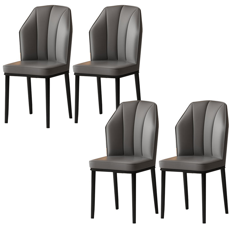 Faux Leather Side Chair Wingback Armless Chair for Dining Room Dark Gray 4 Piece Set Black Clearhalo 'Dining Chairs' 'Dining Tables & Seating' 'dining_chair' 'furn' 'furn_dining_chair' 'Furniture' 'Kitchen & Dining Furniture' 6750850