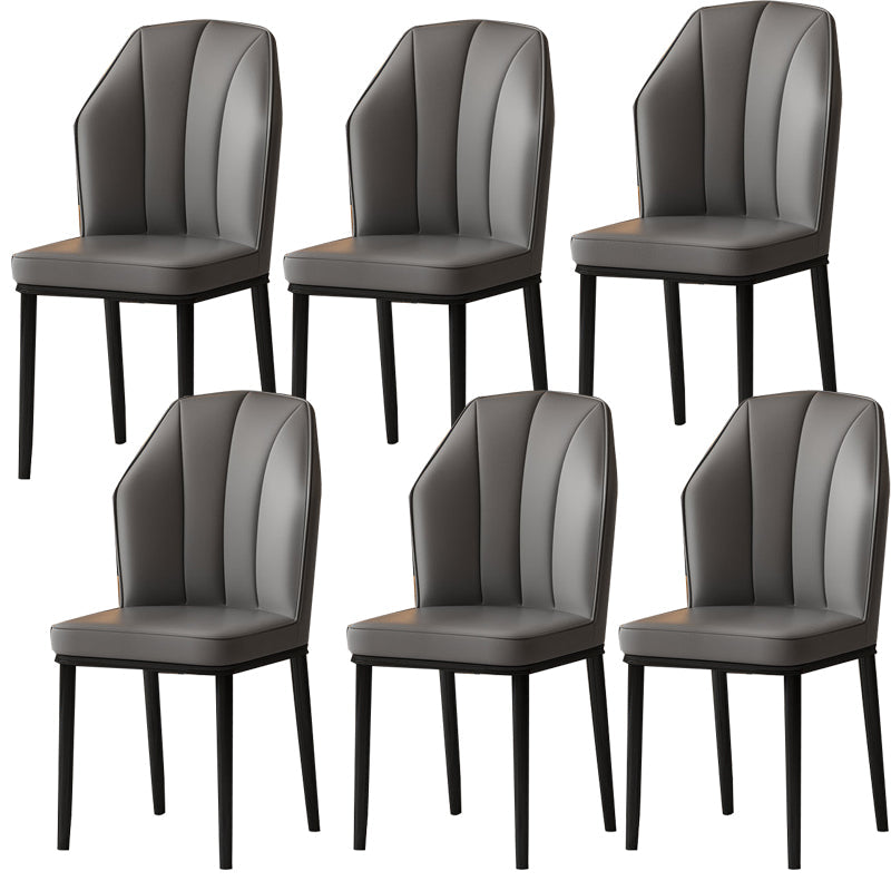 Faux Leather Side Chair Wingback Armless Chair for Dining Room Dark Gray 6 Piece Set Black Clearhalo 'Dining Chairs' 'Dining Tables & Seating' 'dining_chair' 'furn' 'furn_dining_chair' 'Furniture' 'Kitchen & Dining Furniture' 6750852