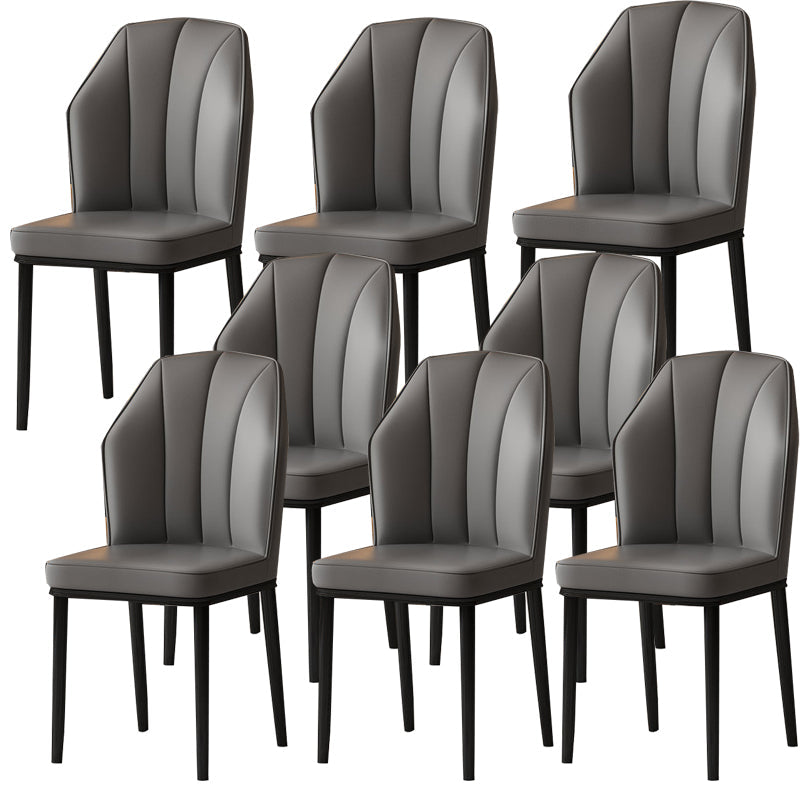 Faux Leather Side Chair Wingback Armless Chair for Dining Room Dark Gray 8 Piece Set Black Clearhalo 'Dining Chairs' 'Dining Tables & Seating' 'dining_chair' 'furn' 'furn_dining_chair' 'Furniture' 'Kitchen & Dining Furniture' 6750854
