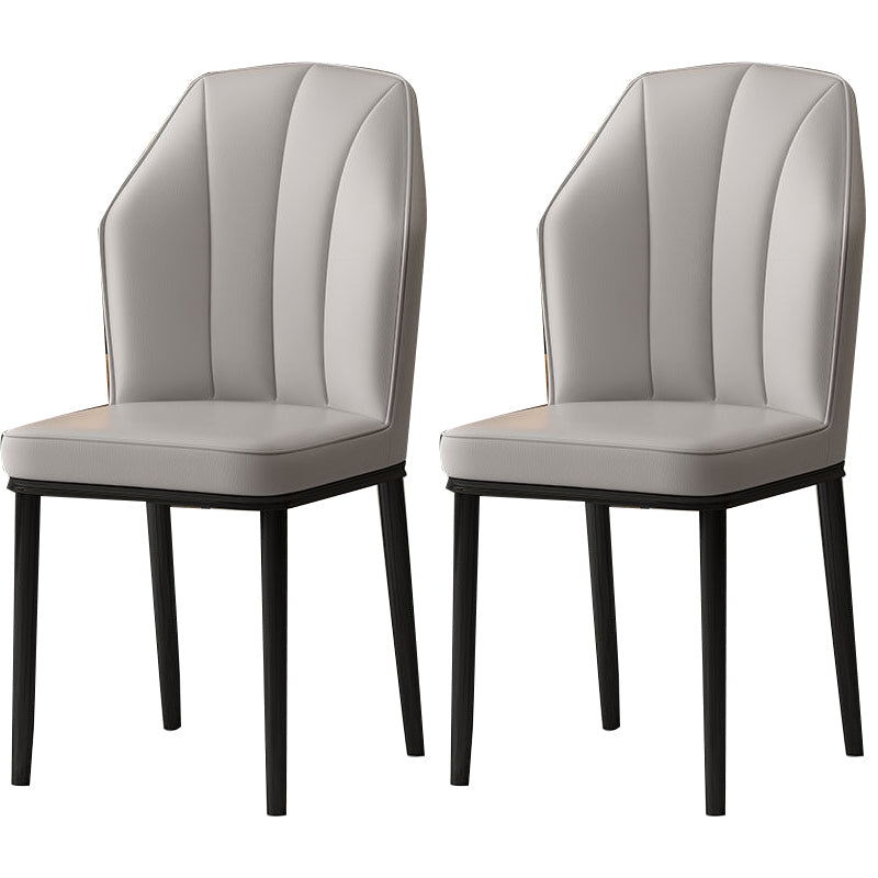 Faux Leather Side Chair Wingback Armless Chair for Dining Room Light Gray 2 Piece Set Black Clearhalo 'Dining Chairs' 'Dining Tables & Seating' 'dining_chair' 'furn' 'furn_dining_chair' 'Furniture' 'Kitchen & Dining Furniture' 6750856