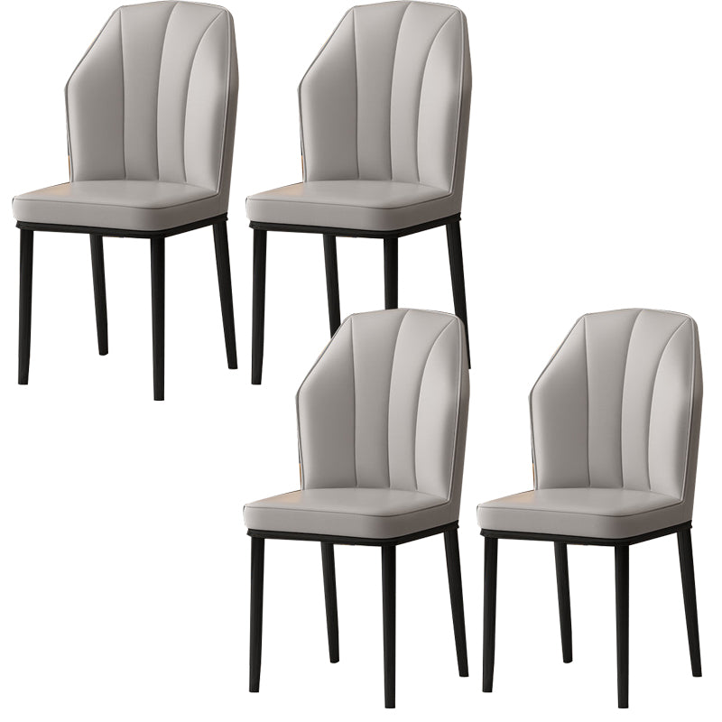 Faux Leather Side Chair Wingback Armless Chair for Dining Room Light Gray 4 Piece Set Black Clearhalo 'Dining Chairs' 'Dining Tables & Seating' 'dining_chair' 'furn' 'furn_dining_chair' 'Furniture' 'Kitchen & Dining Furniture' 6750857