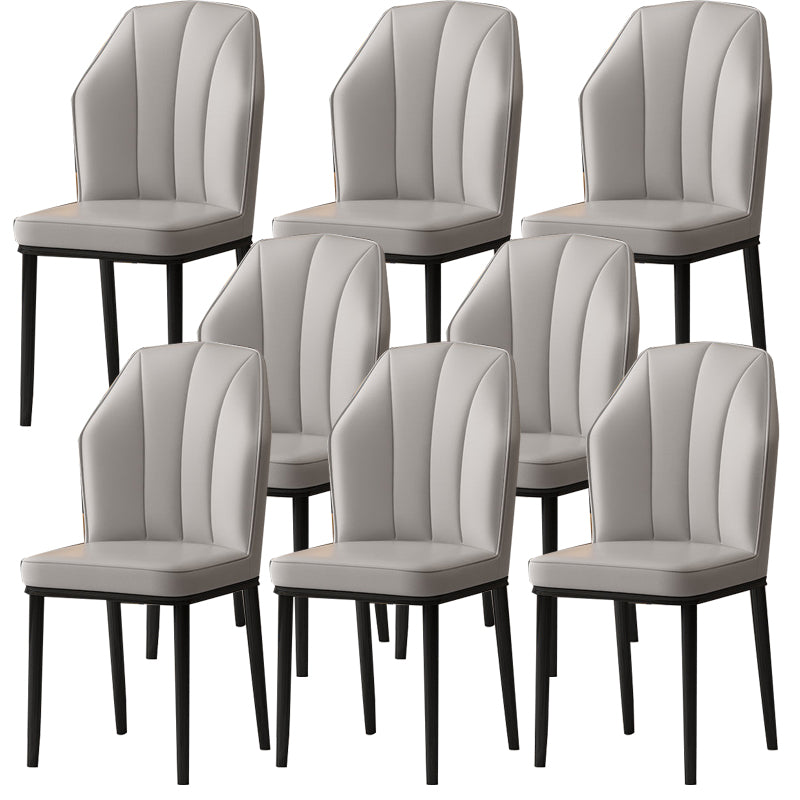 Faux Leather Side Chair Wingback Armless Chair for Dining Room Light Gray 8 Piece Set Black Clearhalo 'Dining Chairs' 'Dining Tables & Seating' 'dining_chair' 'furn' 'furn_dining_chair' 'Furniture' 'Kitchen & Dining Furniture' 6750859