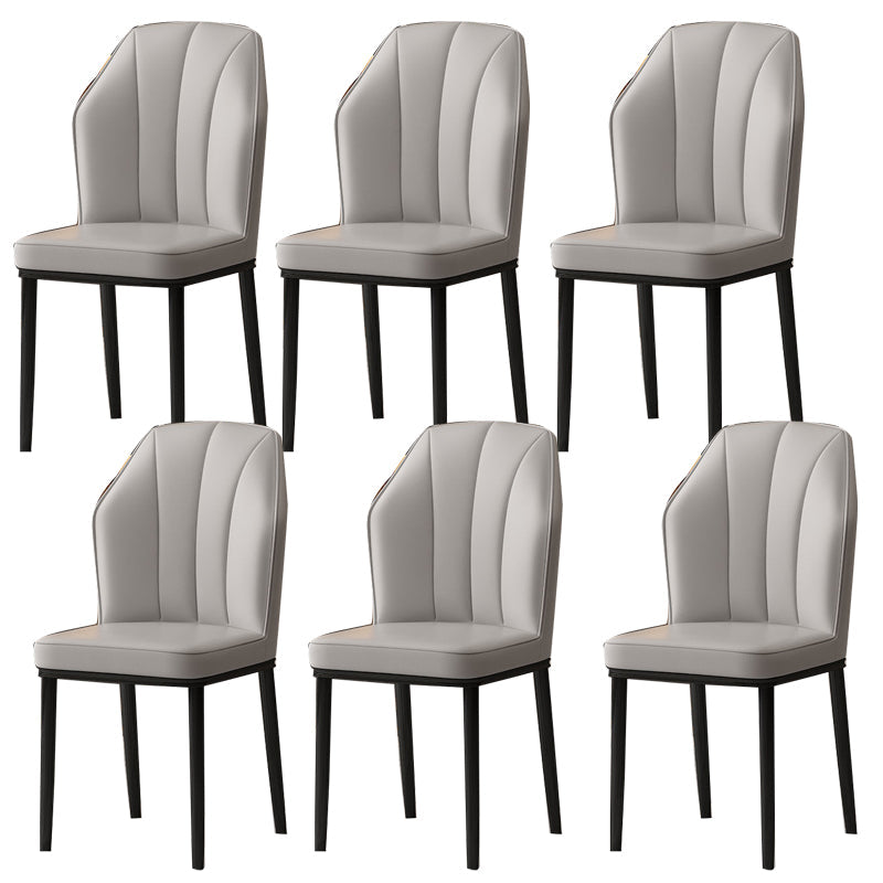 Faux Leather Side Chair Wingback Armless Chair for Dining Room Light Gray 6 Piece Set Black Clearhalo 'Dining Chairs' 'Dining Tables & Seating' 'dining_chair' 'furn' 'furn_dining_chair' 'Furniture' 'Kitchen & Dining Furniture' 6750860